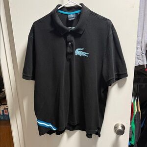 Lacoste Black Polo with Teal Accent Croc Designed by Jonathan Adler